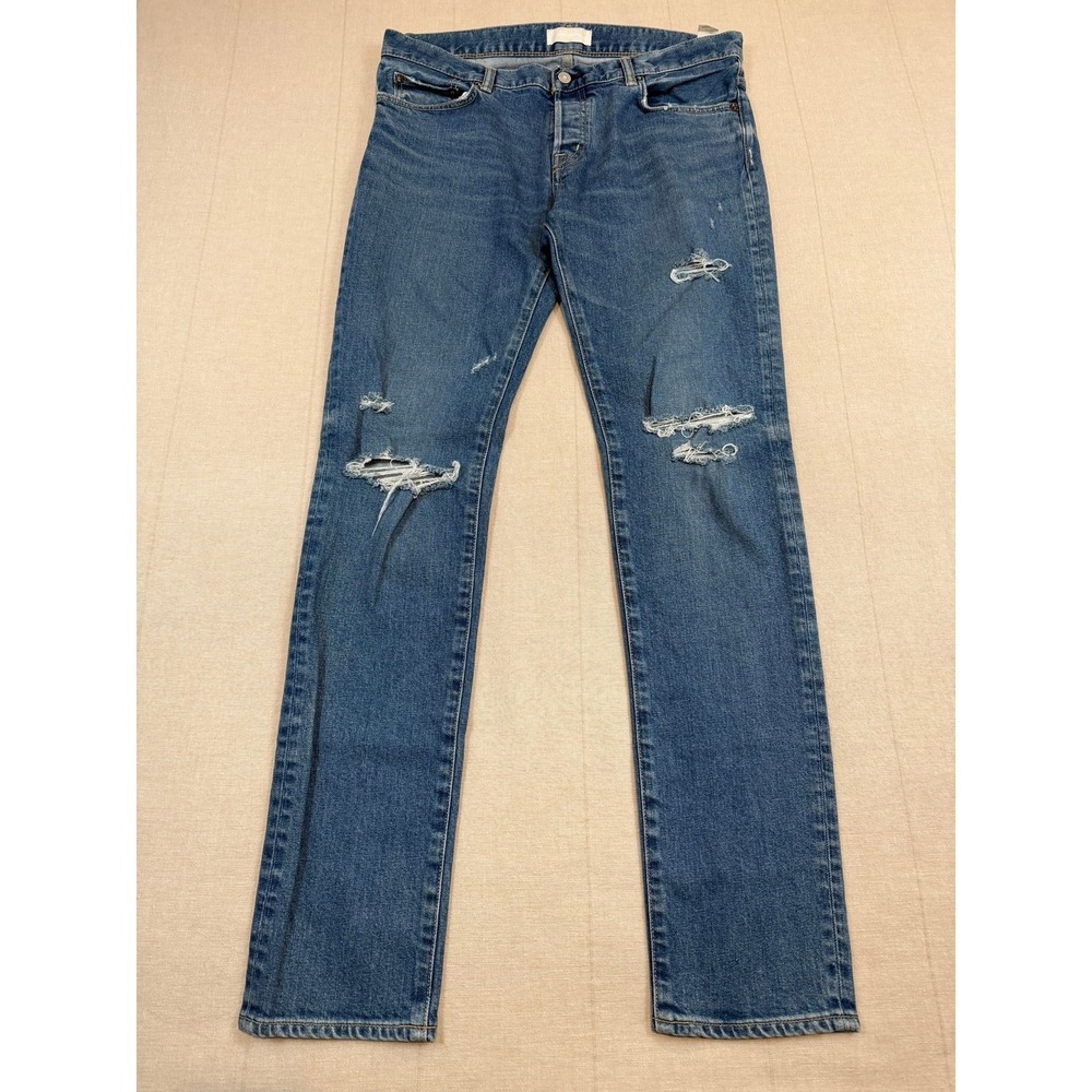 MOUSSY VINTAGE | Distressed Slim Straight‎ Blue Jeans | Men's 34